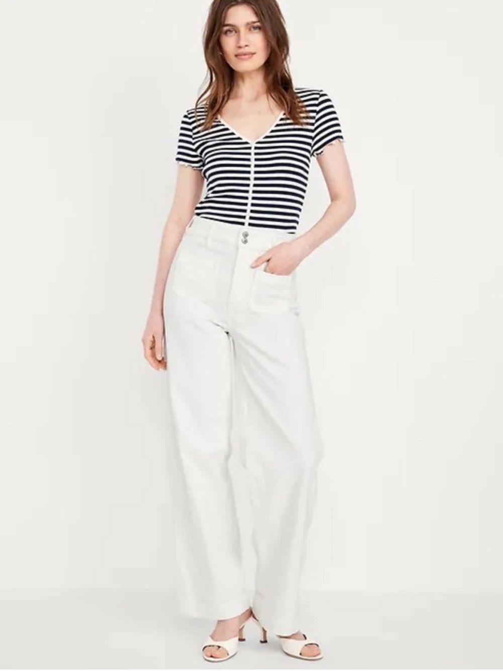 Old Navy Sky-Hi Wide Leg Extra High-Rise White Jeans, 4x29